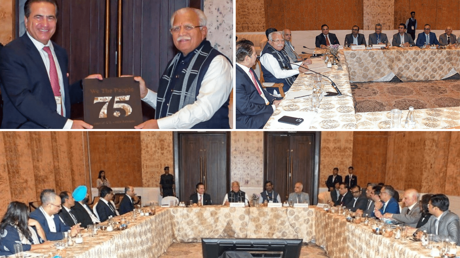 A USISPF delegation participated in a roundtable meeting with the Honorable Chief Minister of Haryana Shri Manohar Lal Khattar at Vibrant Gujarat Global Summit 2024