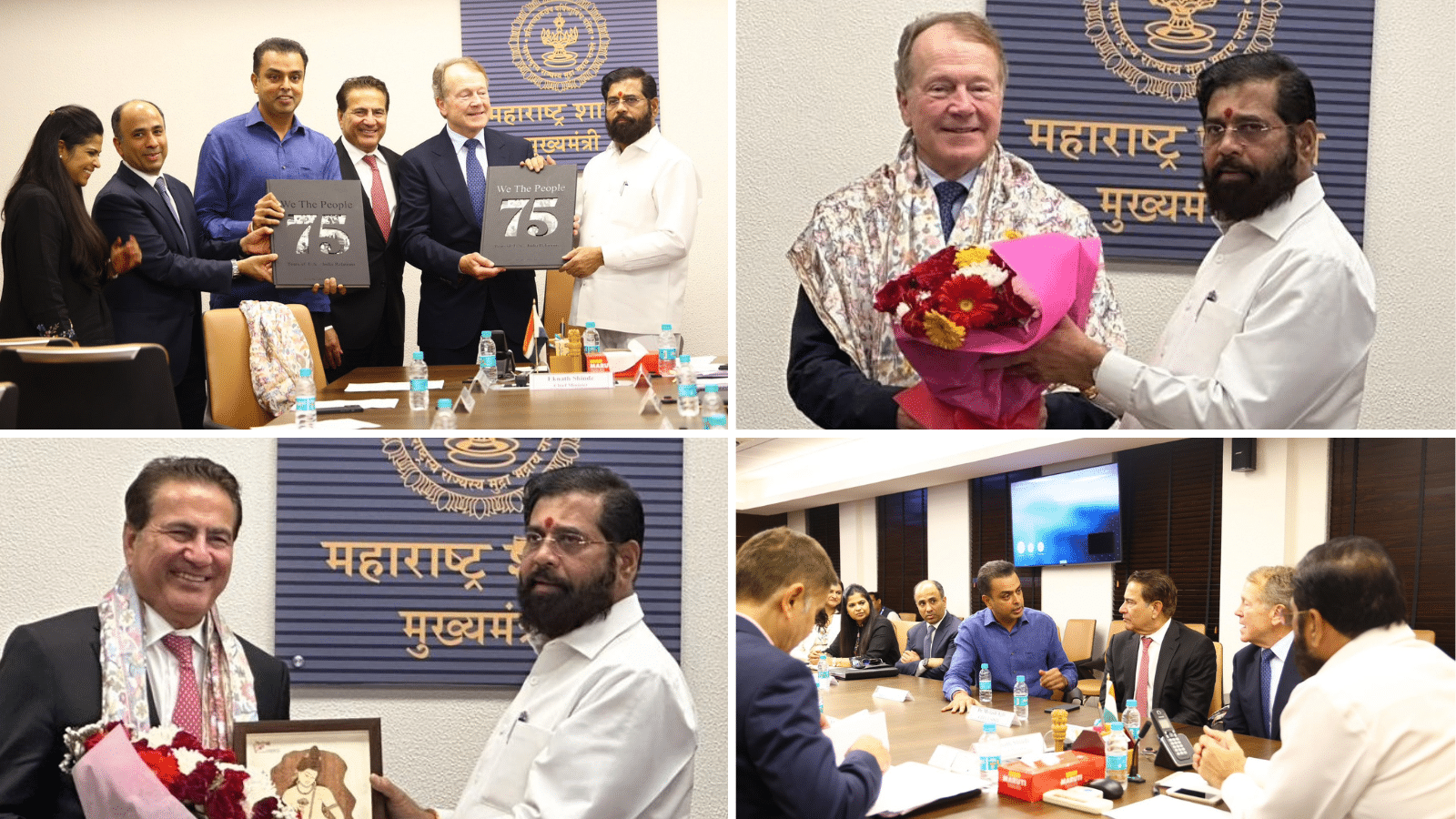 USISPF Chairman John T. Chambers, along with Dr. Mukesh Aghi, President & CEO of USISPF, met with Shri Eknath Shinde, Hon'ble Chief Minister of Maharashtra, in Mumbai